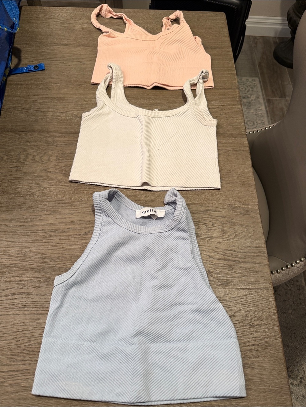 Ribbed Tank Top Bundle (3) - Light Blue, White, Peach